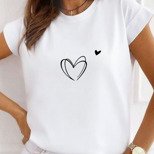 Camiseta Estampada de Mujer Diseño Corazón
