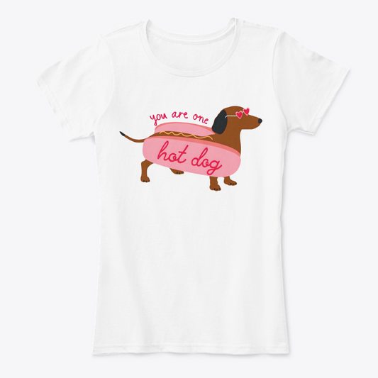 Camiseta Estampada de Mujer Diseño Hot Dog perro salchicha