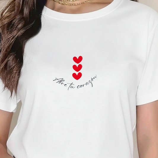 Camiseta Estampada de Mujer Diseño abre tu corazón