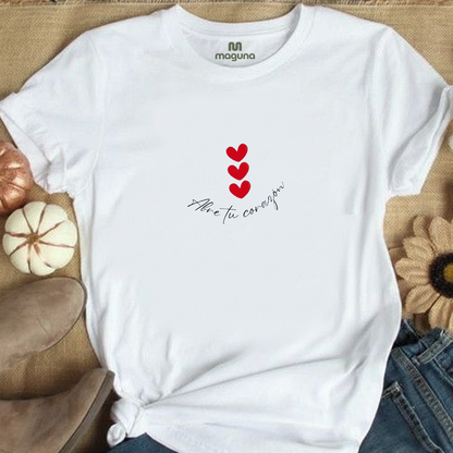 Camiseta Estampada de Mujer Diseño abre tu corazón