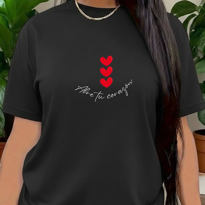 Camiseta Estampada de Mujer Diseño abre tu corazón