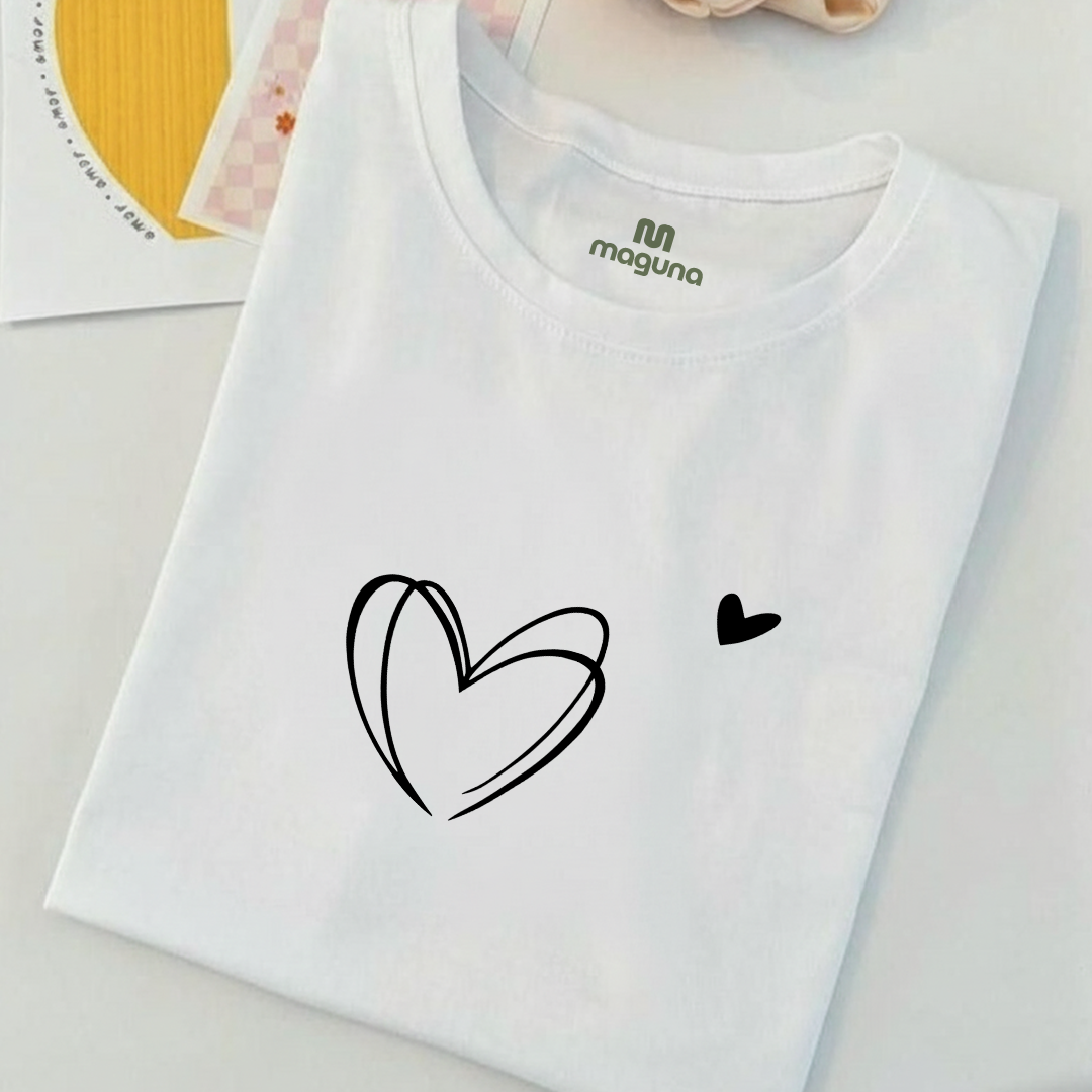 Camiseta Estampada de Mujer Diseño Corazón