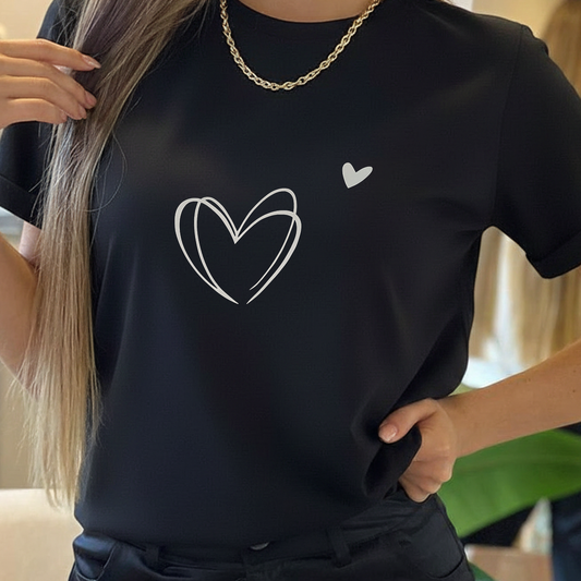 Camiseta Estampada de Mujer Diseño Corazón