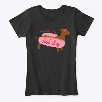 Camiseta Estampada de Mujer Diseño Hot Dog perro salchicha