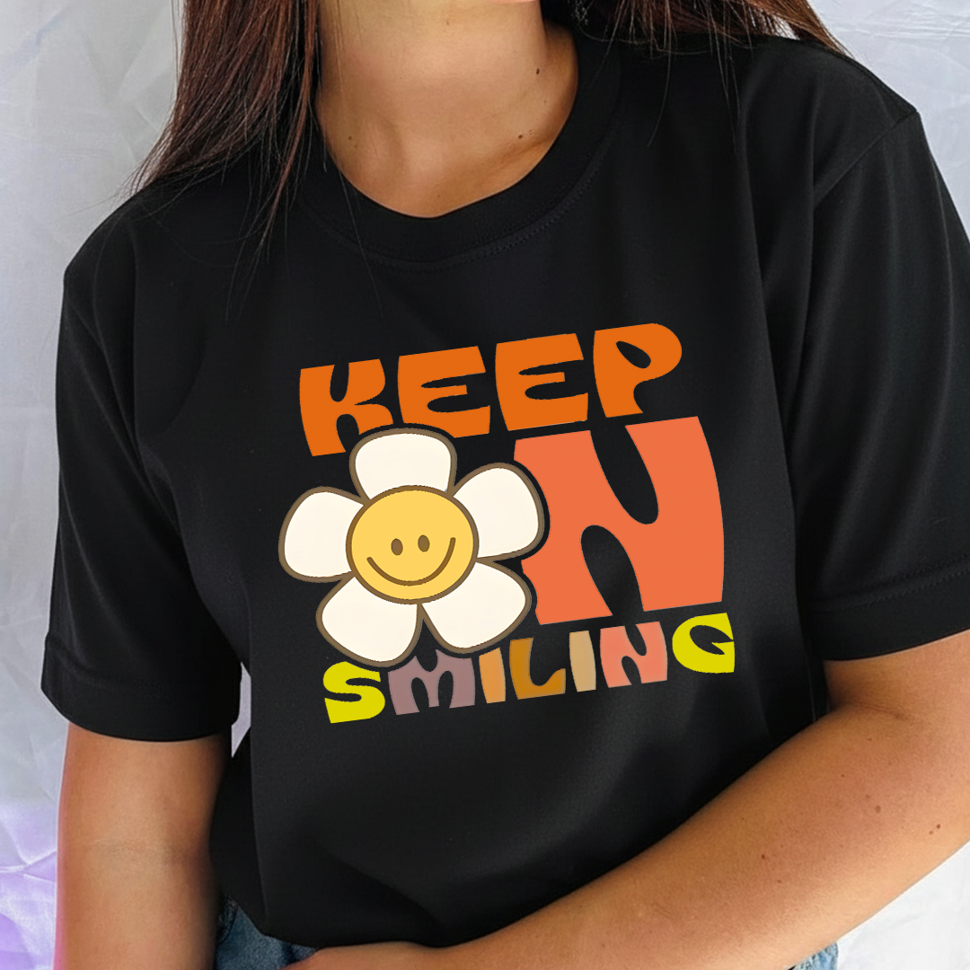 Camiseta Estampada para Mujer Diseño Keep on Smiling