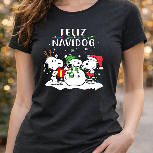 Camiseta Estampada para Mujer de Snoopy Navidog