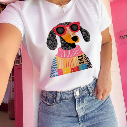 Camiseta Estampada para Mujer Diseño Cool Teckel
