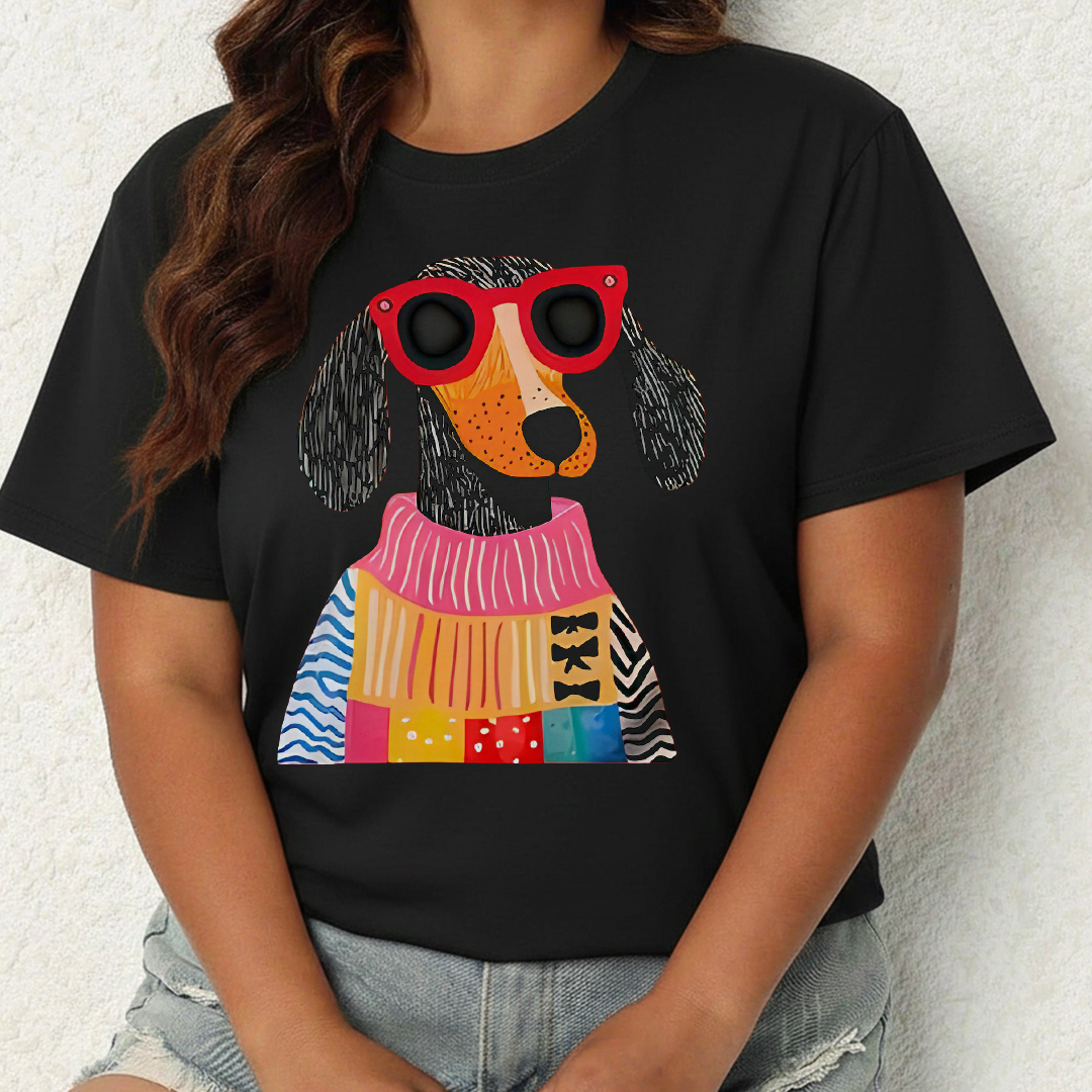 Camiseta Estampada para Mujer Diseño Cool Teckel