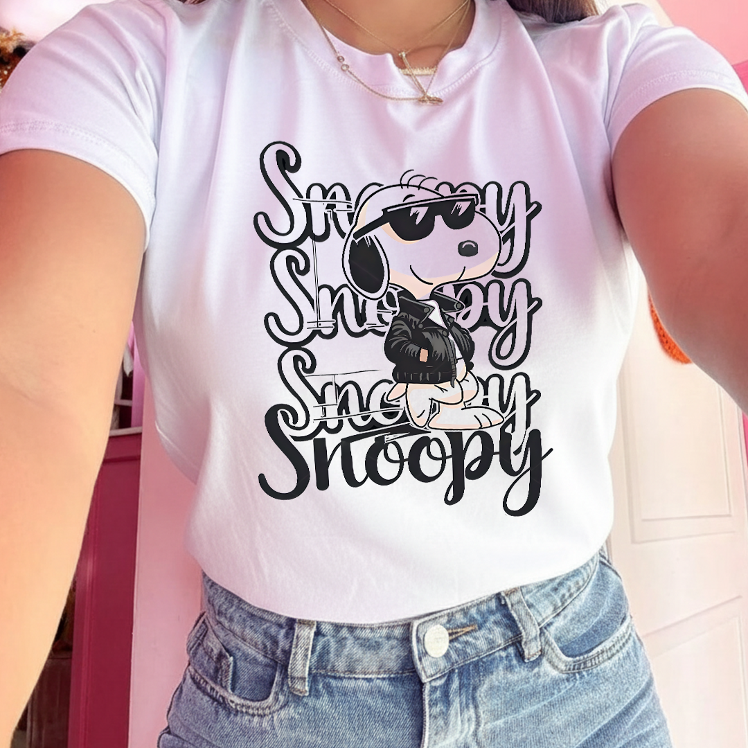 Camiseta Estampada para Mujer Diseño Chill Snoopy